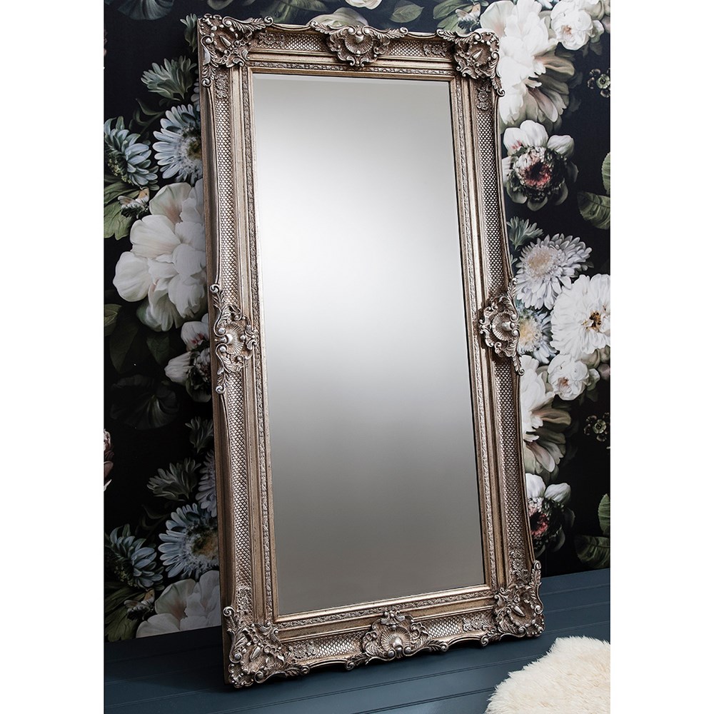 Luxe Tapi Mia Full Length Antique Leaner Mirror in Silver Grey